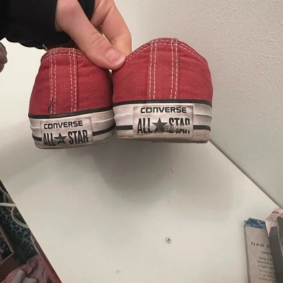 Converse Red Low-Top Canvas Sneakers with White Laces - Picture 2 of 3